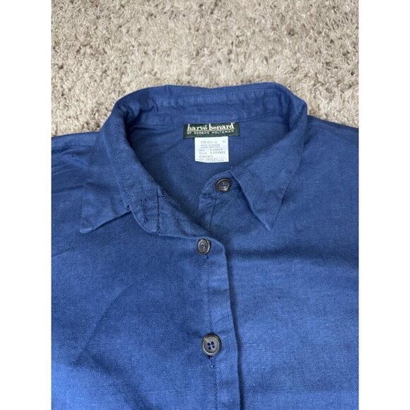 HARVE BENARD Linen Navy Top & Pant Set Resort Wear Minimalist Travel Beach XL - Picture 8 of 15